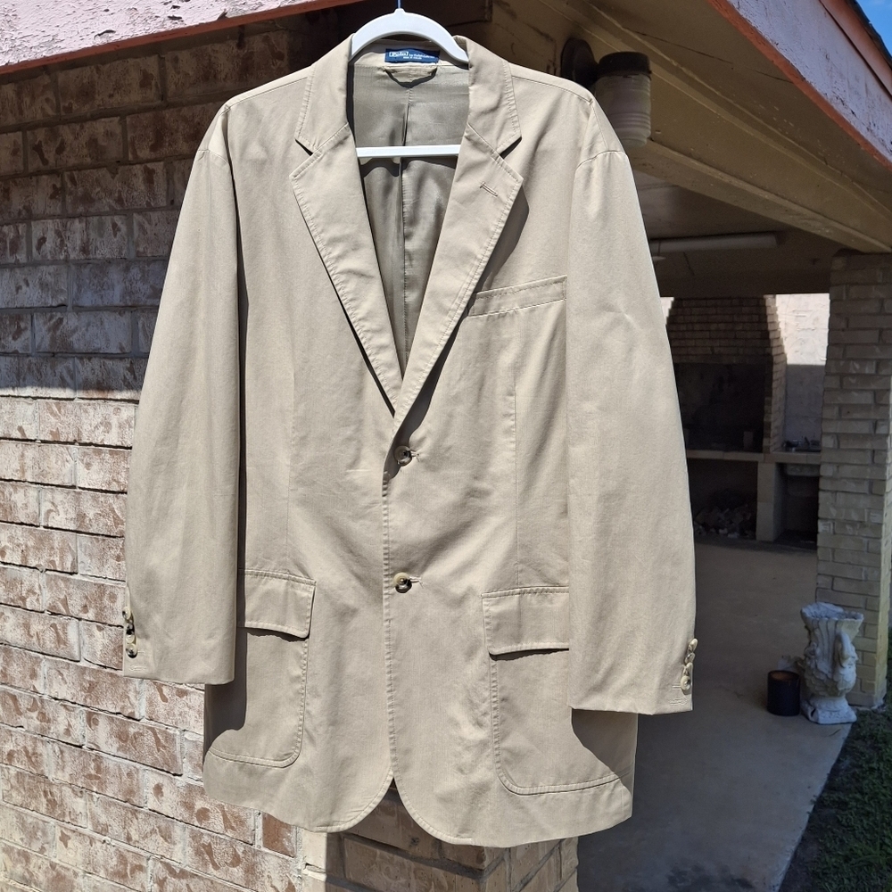 Polo Ralph Lauren Tan Cotton 2-button Sportcoat Blazer  Men Size 44R - Picture 5 of 16